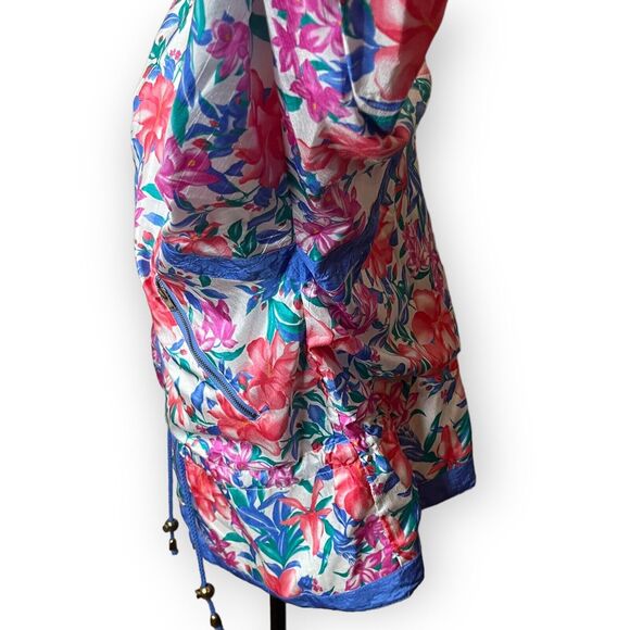 Lavon Windbreaker Bomber Jacket Women's M Multicolored Floral Print VTG Zipper - Picture 5 of 12